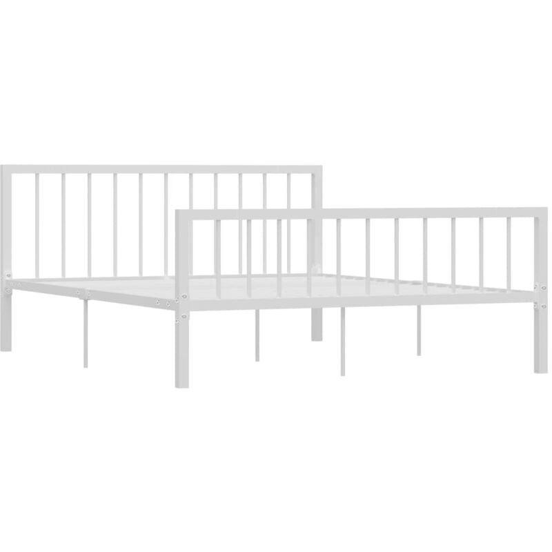 284566 Bed Frame without Mattress White Metal 160x200 cm Vidaxl