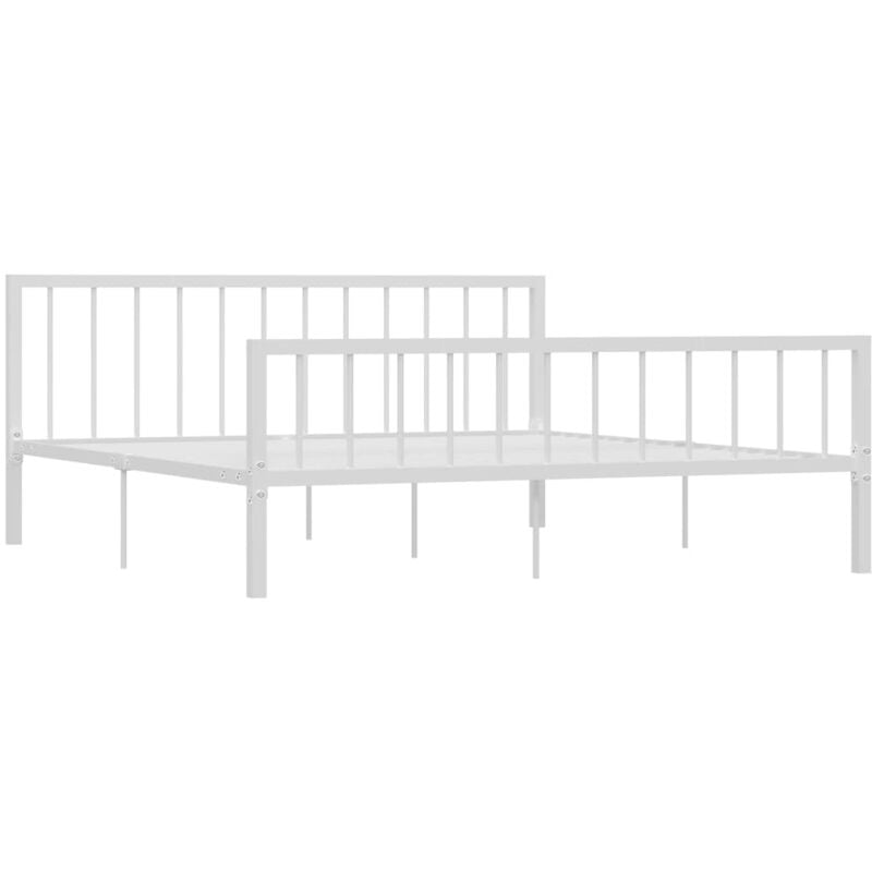 284567 Bed Frame without Mattress White Metal 180x200 cm Super King Vidaxl