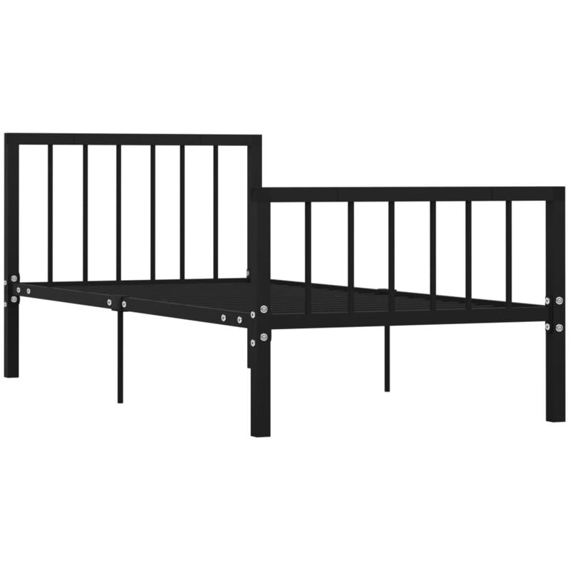 284568 Bed Frame without Mattress Black Metal 90x200 cm Vidaxl