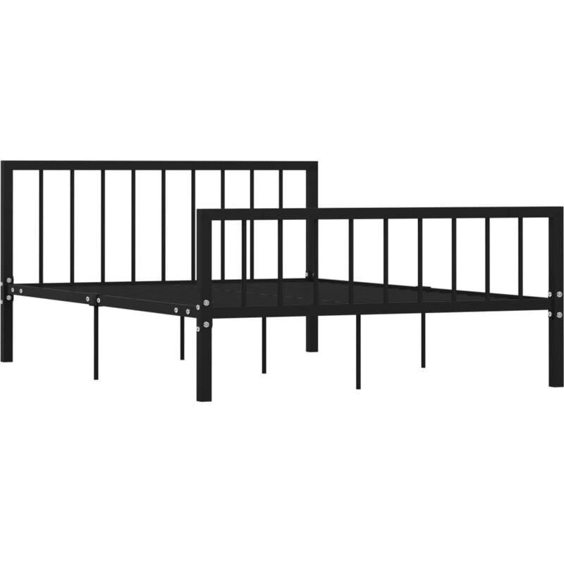 284571 Bed Frame without Mattress Black Metal 140x200 cm Vidaxl