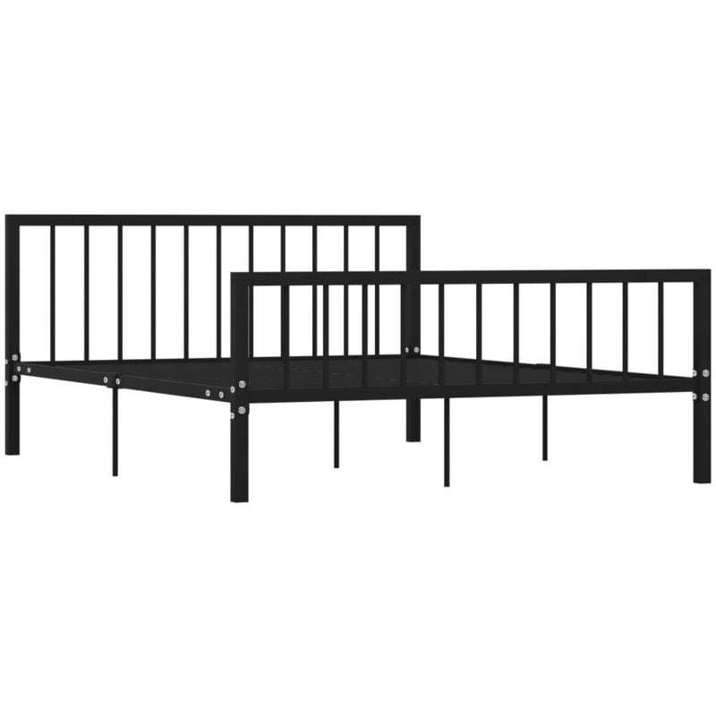 284572 Bed Frame without Mattress Black Metal 160x200 cm Vidaxl