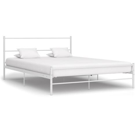 Bed Frame  White  Metal  Double  Durable  Bed Frame  Rectangular vidaXL