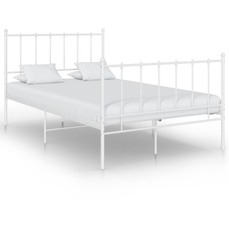 Bed Frame  White  Powder-coated metal  120x200 cm  Durable vidaXL