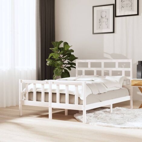 Bed Frame  White  Solid pine wood  120 x 200 cm  Modern  Bed Frame vidaXL
