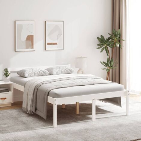 Bed Frame  White  Solid pine wood  120x200 cm  Solid Wood Bed Frame vidaXL