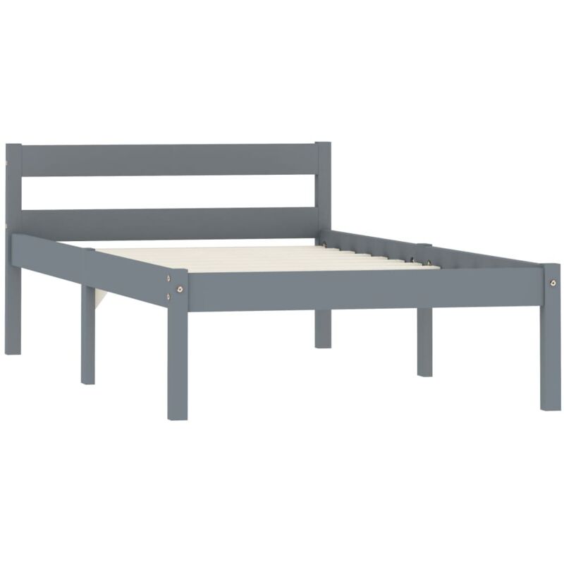Bed Frame Grey Solid Pine Wood 90x200 cm - VIDAXL
