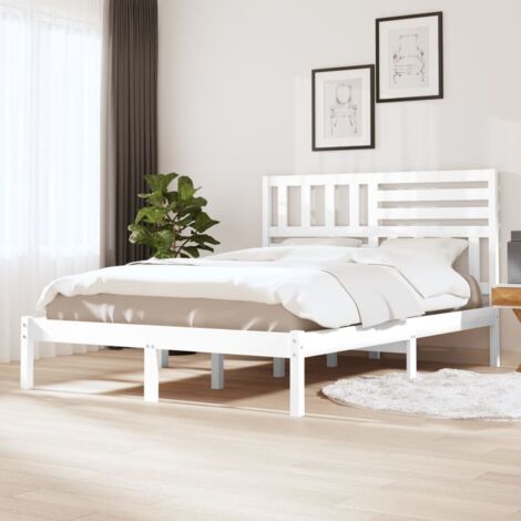 Bed Frame White Solid pine wood Nice Design Bed Frame vidaXL