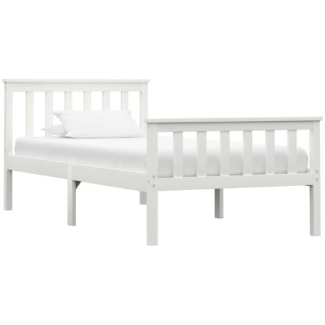 Bed Frame White Solid Pine Wood, Plywood Single Durable vidaXL