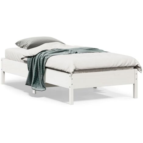 Bed Frame  White  Solid Pine Wood, Plywood  Small Single  Simple vidaXL
