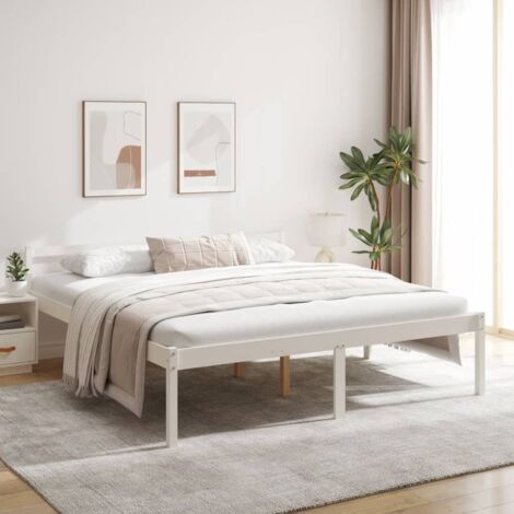 Bed Frame  White  Solid pine wood, Plywood  Super King  Bed Frame vidaXL