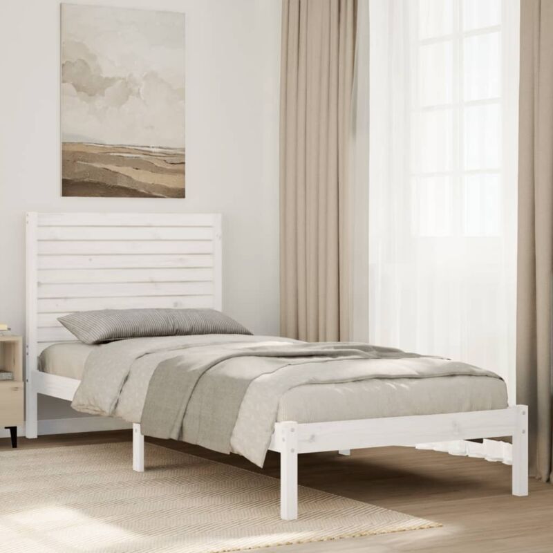 Extra Long Bed Frame Without Mattress White 90x220 Cm Solid Wood Vidaxl