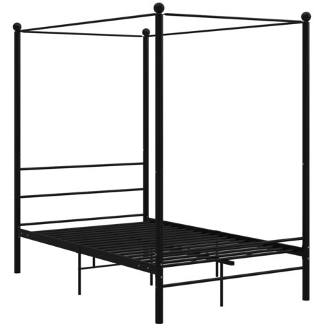 Bed Frame with Canopy without Mattress Black 140x200 cm Metal vidaXL