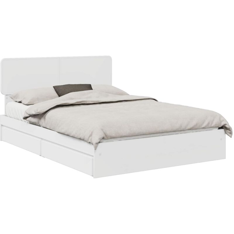 Storage Bed With Headboard White 140 X 200 Cm Engineered Wood Vidaxl