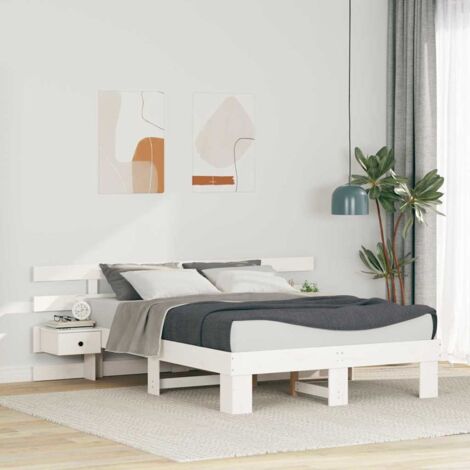 Bed Frame with Drawer White 135 x 190 cm vidaXL