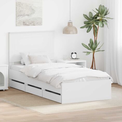 Bed Frame with Drawer White 90 x 200 cm Engineer Wood vidaXL