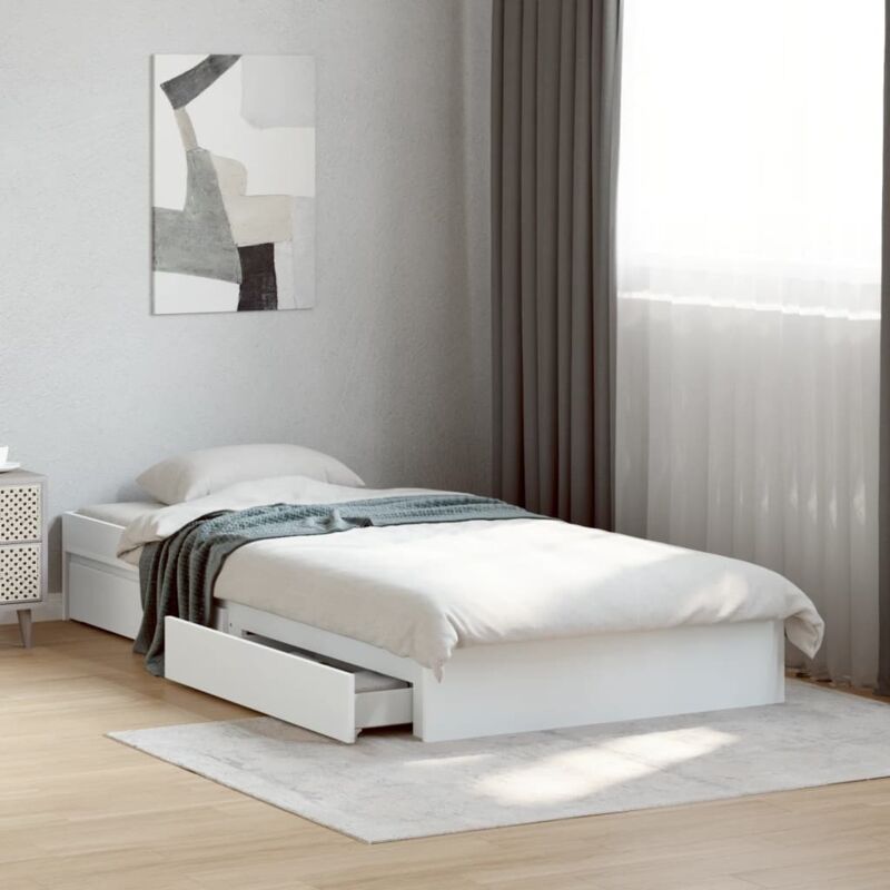 Bed Frame With Drawers Without Mattress White 90x190 Cm Single Vidaxl