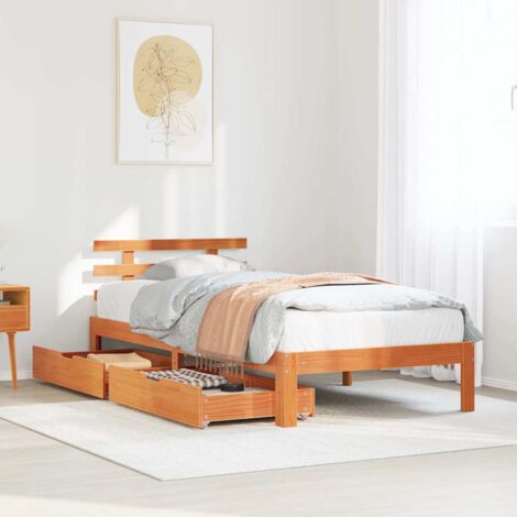 Bed Frame with Drawers without Mattress Wax Brown 100x200 cm vidaXL