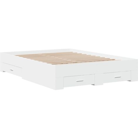Bed Frame with Drawers without Mattress White 135x190 cm Double vidaXL
