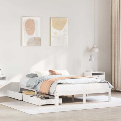 Bed Frame with Drawers without Mattress White 150x200 cm King Size vidaXL