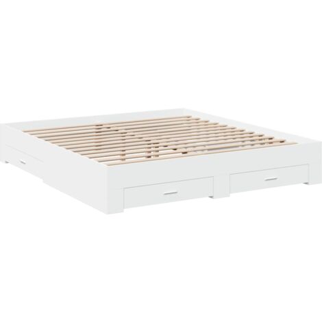 Bed Frame with Drawers without Mattress White 180x200 cm Super King vidaXL