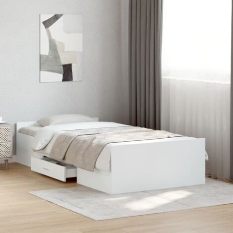 Bed Frame with Drawers without Mattress White 75x190 cm Small Single vidaXL