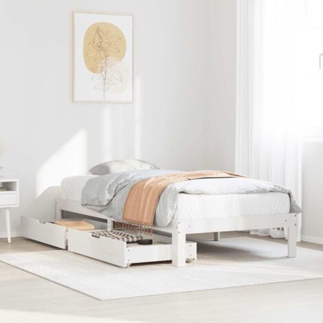 Bed Frame with Drawers without Mattress White 75x190 cm Small Single vidaXL