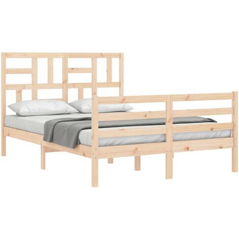 Bed Frame with Headboard 120x200 cm Solid Wood vidaXL