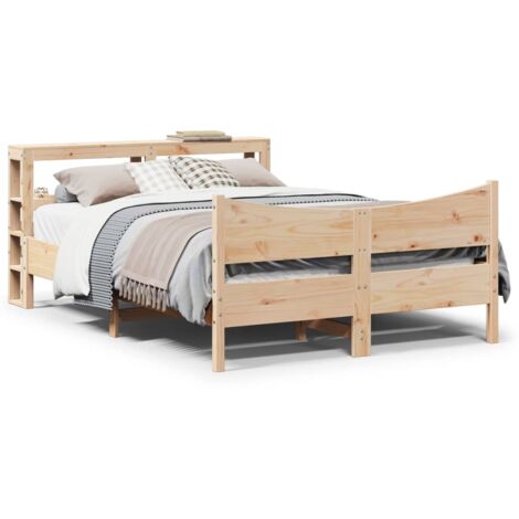 Bed Frame with Headboard 150x200 cm King Size Solid Wood Pine vidaXL