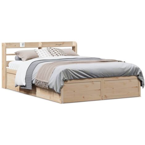 Bed Frame with Headboard 150x200 cm King Size Solid Wood Pine vidaXL
