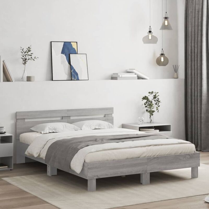 Bed Frame Without Mattress Grey Sonoma 140x190 Cm Vidaxl