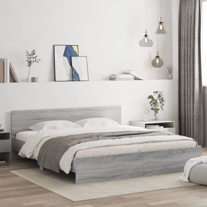 Bed Frame Without Mattress Grey Sonoma 160x200 Cm Vidaxl