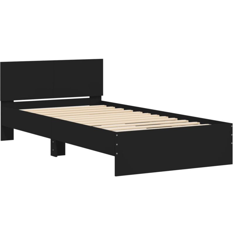 Vidaxl - Bed Frame without Mattress with Headboard Black 100x200 cm