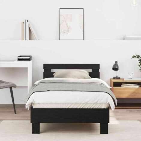 Bed Frame with Headboard Black Oak 90 x 200 cm Engineered Wood vidaXL