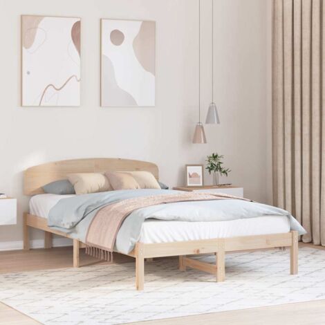 Bed Frame with Headboard Brown 120 x 190 cm Solid Pine wood vidaXL