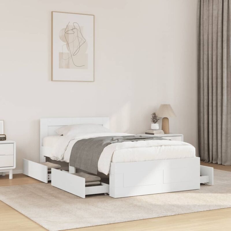 Bed Frame With Headboard Without Mattress White 75x190 Cm Small Single Vidaxl