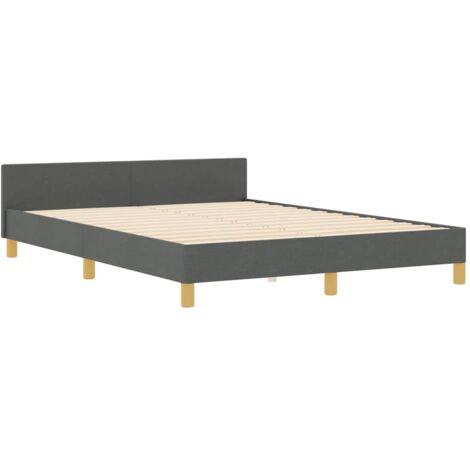 Bed Frame with Headboard Dark grey 140 x 200 cm Fabric vidaXL
