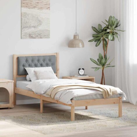 Bed Frame with Headboard Light Grey 90 x 190 cm Solid Pine Wood vidaXL