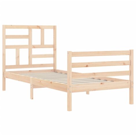 Bed Frame with Headboard Single Solid Wood vidaXL