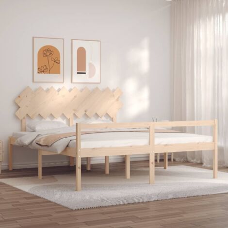 Bed Frame with Headboard Super King Size Solid Wood vidaXL