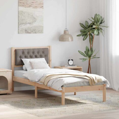Bed Frame with Headboard Taupe 90 x 190 cm Solid Pine Wood vidaXL