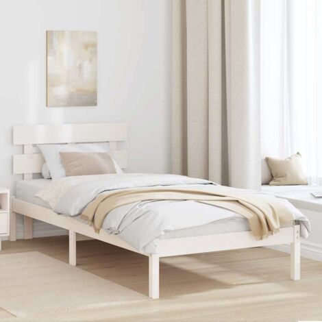 Bed Frame with Headboard White 100 x 200 cm Solid Pine wood vidaXL