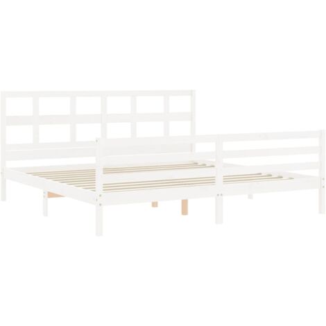 Bed Frame with Headboard White 200x200 cm Solid Wood vidaXL