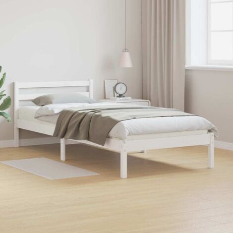 Bed Frame with Headboard White 220 x 100 cm Solid pine wood vidaXL