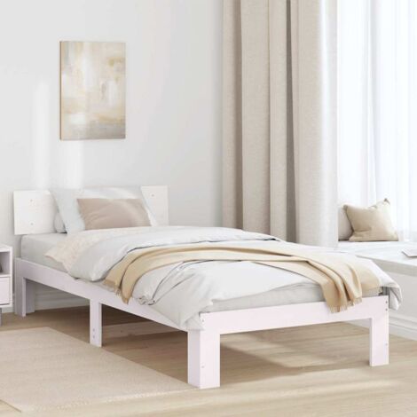 Bed Frame with Headboard White 80 x 200 cm Solid Pine Wood vidaXL
