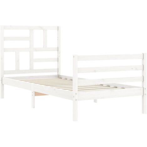 Bed Frame with Headboard White 90x200 cm Solid Wood vidaXL