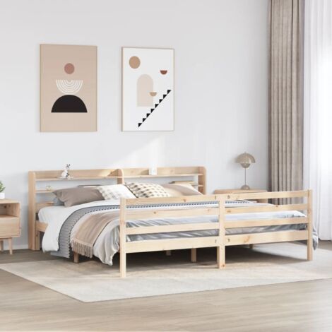 Bed Frame with Headboard without Mattress 180x200 cm Super King vidaXL