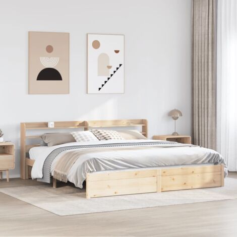 Bed Frame with Headboard without Mattress 180x200 cm Super King vidaXL