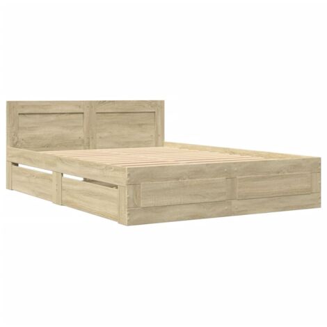 Bed Frame with Headboard without Mattress Sonoma Oak 140x200 cm vidaXL
