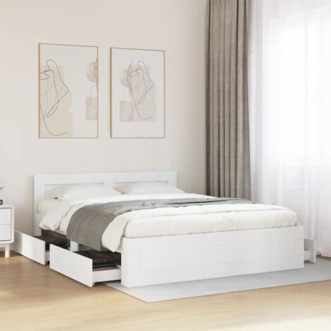 Bed Frame with Headboard without Mattress White 150x200 cm King Size vidaXL