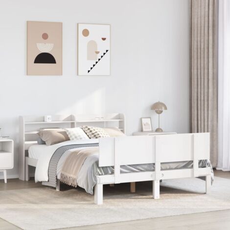 Bed Frame with Headboard without Mattress White 150x200 cm King Size vidaXL